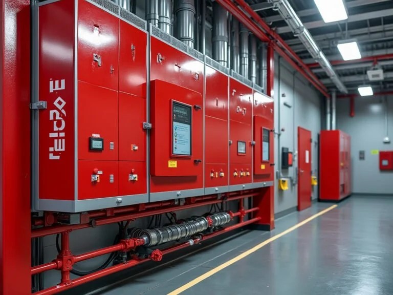 Red commercial fire-alarm control panels