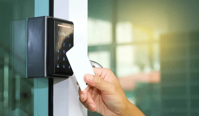 Proximity card held at a keypad reader