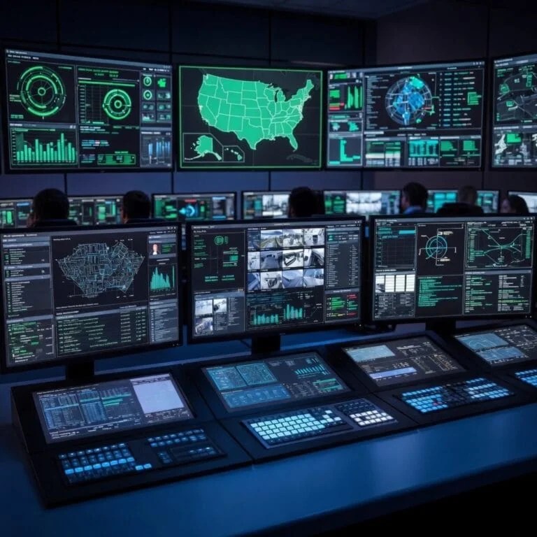 Central station consoles and camera-wall monitors